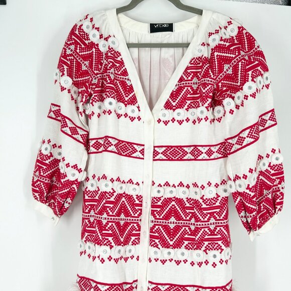 Alexis Wylla Embroidered Linen Blend Boho Maxi Dress - Picture 4 of 14